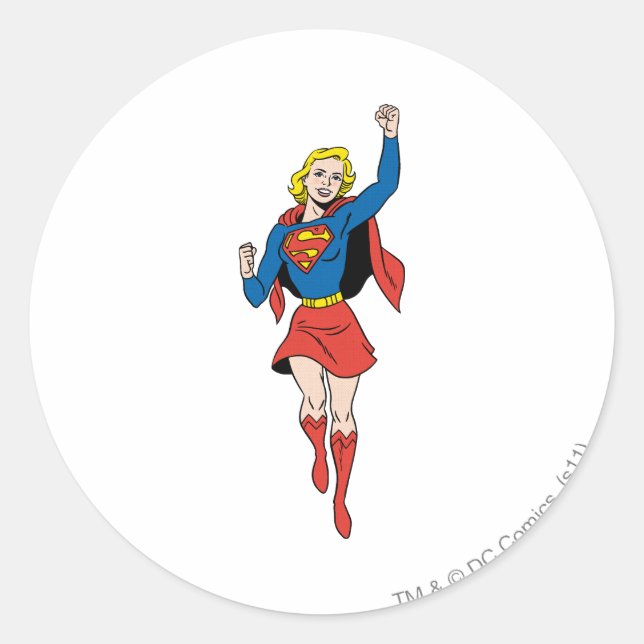 Supergirl-Pose 4 Runder Aufkleber (Vorderseite)
