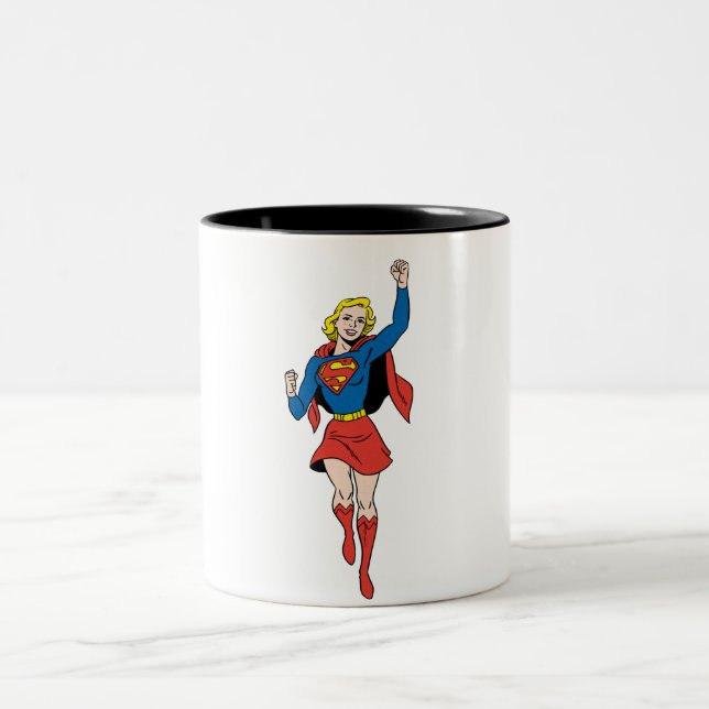 Supergirl-Pose 4 Zweifarbige Tasse (Mittel)