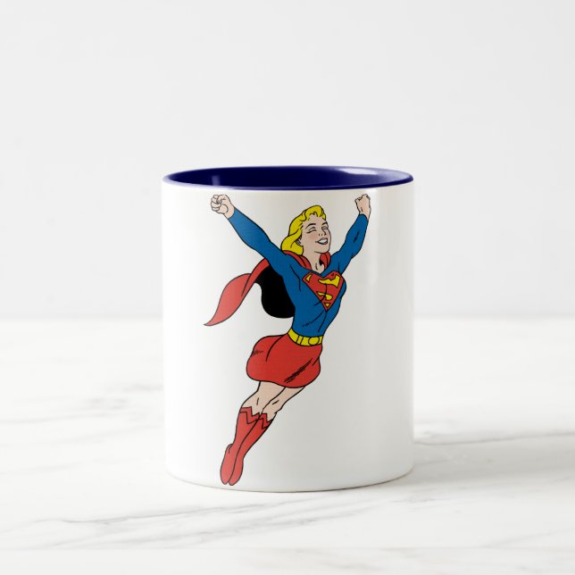 Supergirl-Pose 6 Zweifarbige Tasse (Mittel)