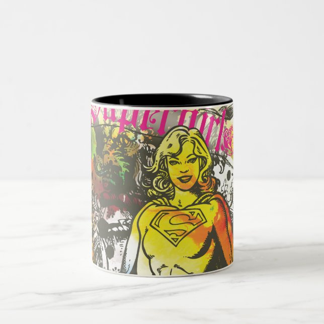 Supergirl-Pose Zweifarbige Tasse (Mittel)