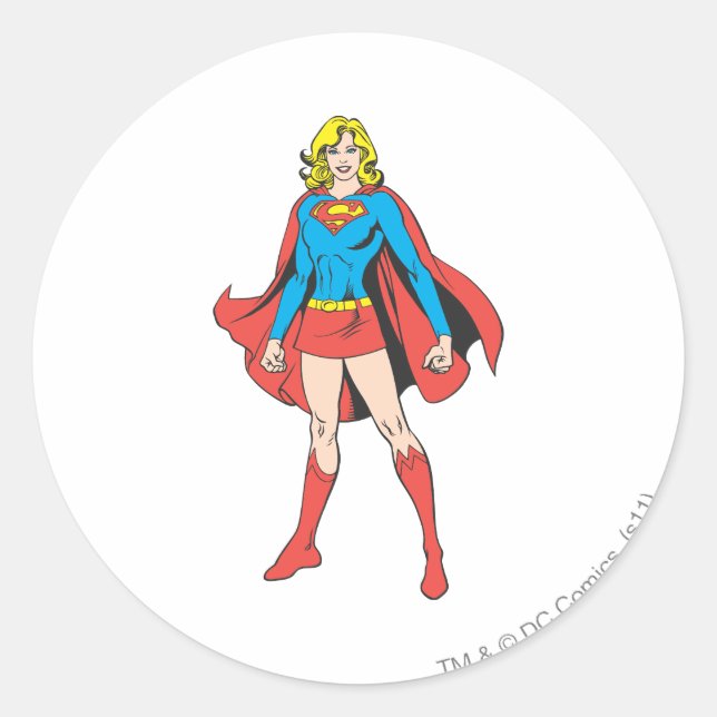 Supergirl-Posen Runder Aufkleber (Vorderseite)