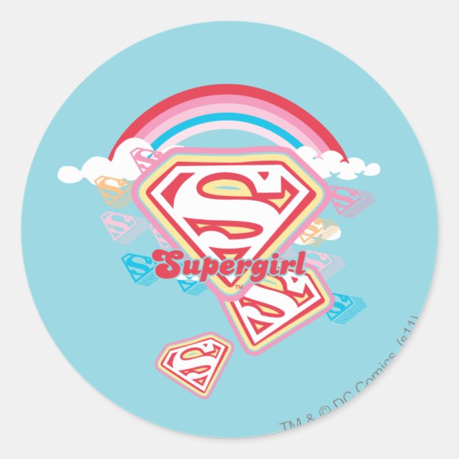Supergirl Rainbow Runder Aufkleber (Vorderseite)