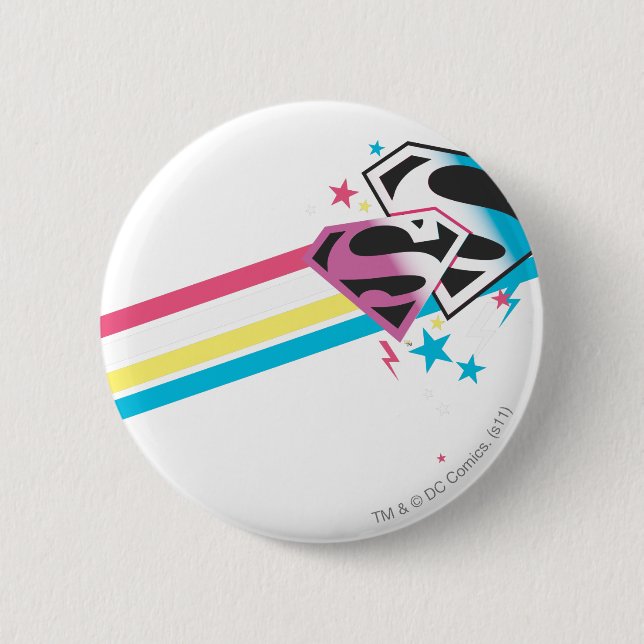 Supergirl Rainbow Stripes Button (Vorderseite)