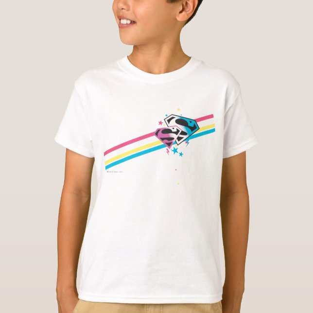 Supergirl Rainbow Stripes T-Shirt (Vorderseite)