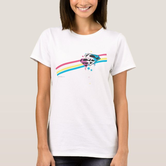 Supergirl Rainbow Stripes T-Shirt (Vorderseite)