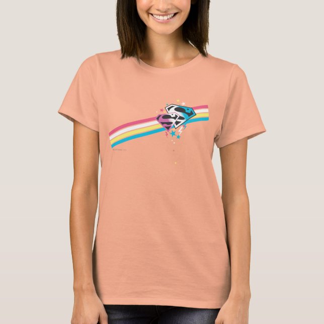 Supergirl Rainbow Stripes T-Shirt (Vorderseite)