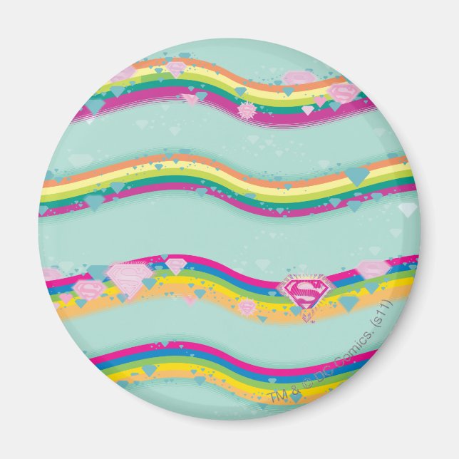 Supergirl Rainbow Waves Green Magnet (Vorne)