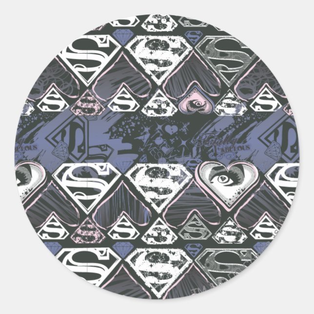 Supergirl Repeat S Pattern Runder Aufkleber (Vorderseite)