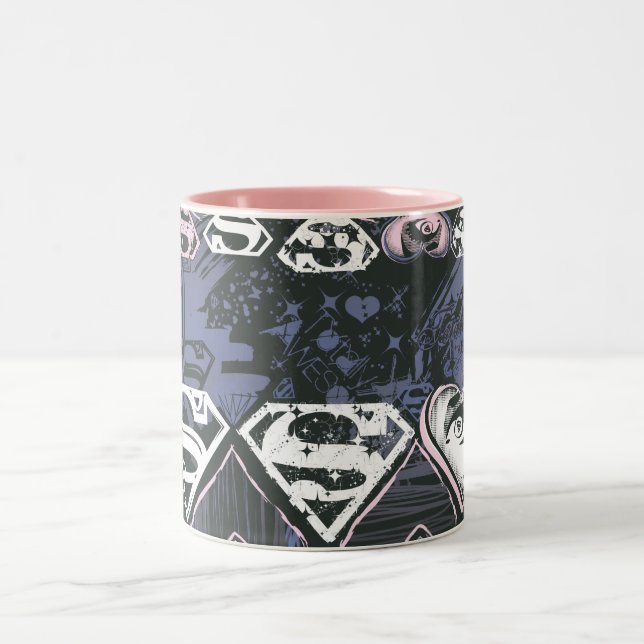 Supergirl Repeat S Pattern Zweifarbige Tasse (Mittel)