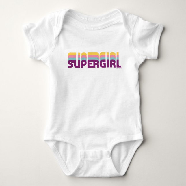 Supergirl Retro Colorshift Graphic Baby Strampler (Vorderseite)