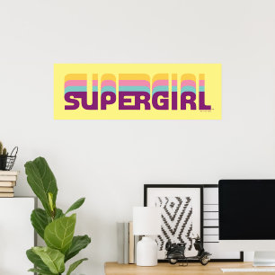 Supergirl Retro Colorshift Graphic Poster