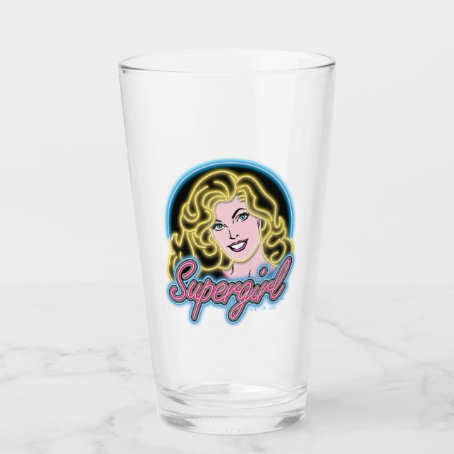 Supergirl Retro Neon Lights Graphic Glas (Vorderseite)