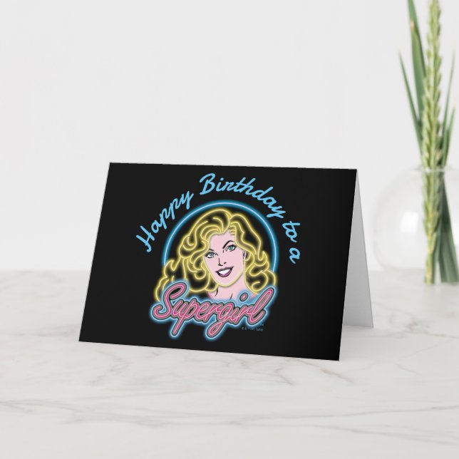 Supergirl Retro Neon Lights Graphic Karte (Vorderseite)