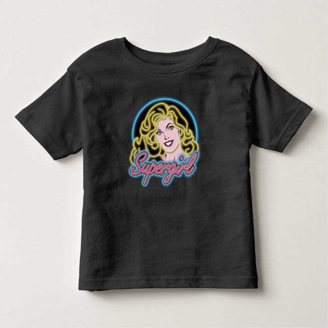 Supergirl Retro Neon Lights Graphic Kleinkind T-shirt (Vorderseite)