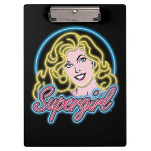 Supergirl Retro Neon Lights Graphic Klemmbrett