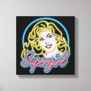 Supergirl Retro Neon Lights Graphic Leinwanddruck