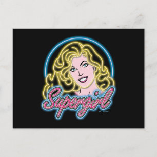 Supergirl Retro Neon Lights Graphic Postkarte