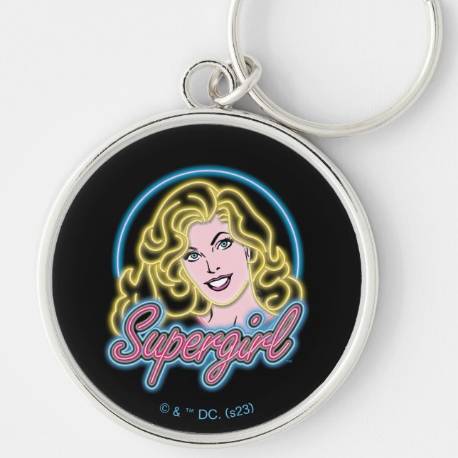 Supergirl Retro Neon Lights Graphic Schlüsselanhänger (Vorne)