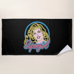 Supergirl Retro Neon Lights Graphic Strandtuch
