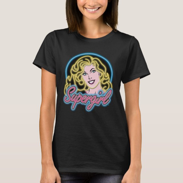 Supergirl Retro Neon Lights Graphic T-Shirt (Vorderseite)
