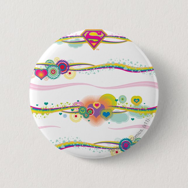 Supergirl Retro Rainbow Button (Vorderseite)