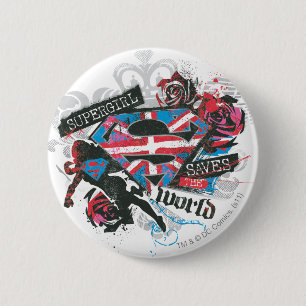 Supergirl Rette die Welt Button