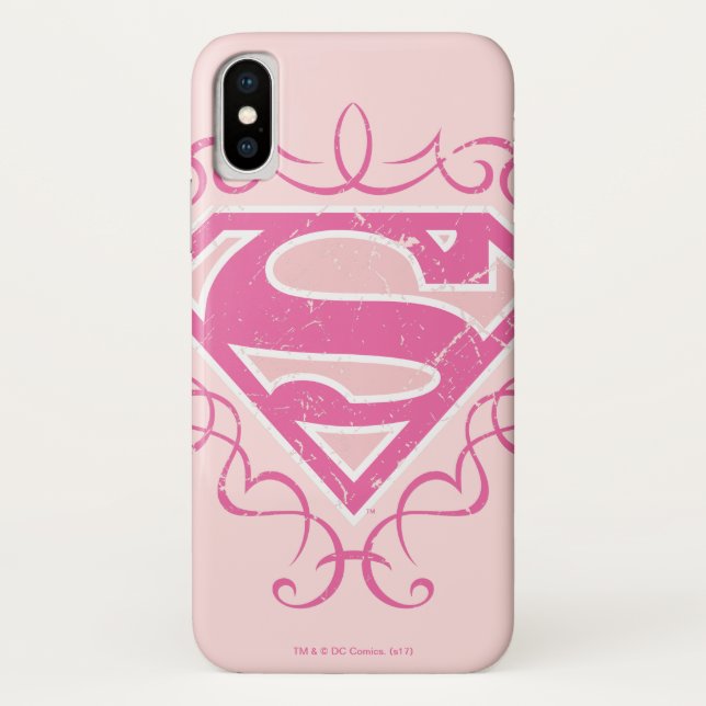 Supergirl rosa Streifen Case-Mate iPhone Hülle (Rückseite)
