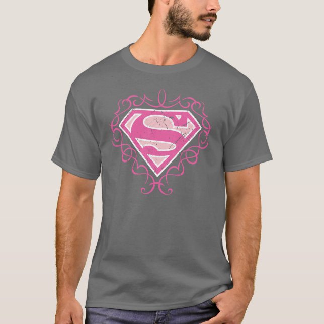 Supergirl rosa Streifen T-Shirt (Vorderseite)