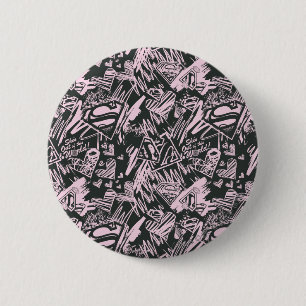 Supergirl rosa und schwarze Gekritzel Button