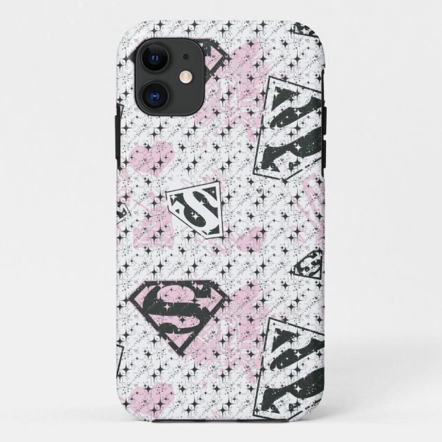 Supergirl rosa und weißes Logo-Muster Case-Mate iPhone Hülle (Rückseite)