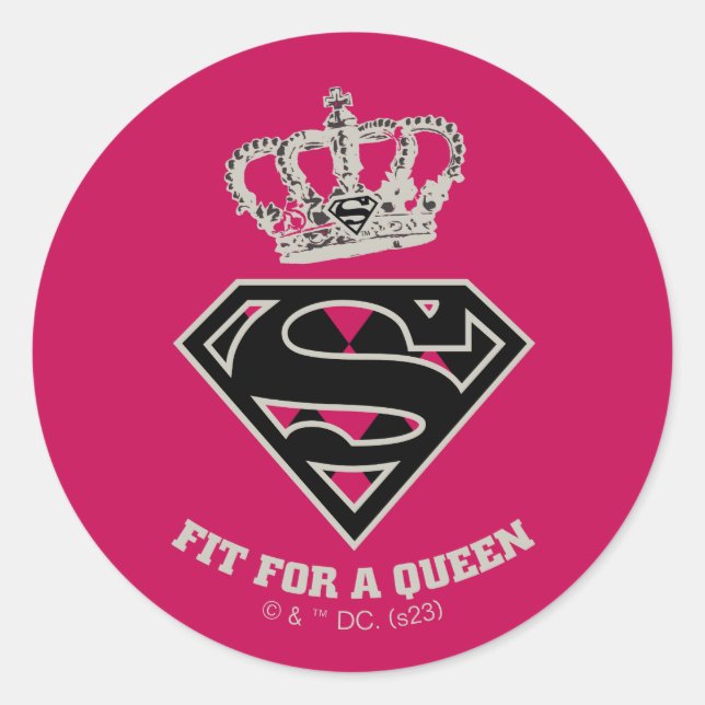 Supergirl S-Schild "Fit for a Queen" Runder Aufkleber (Vorderseite)