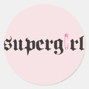 Supergirl Safety Pin Letter Runder Aufkleber