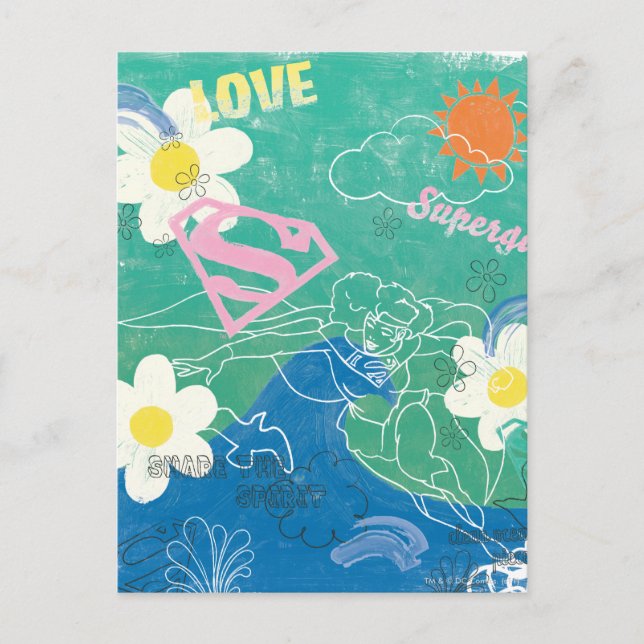Supergirl Share the Spirit & Liebe Postkarte (Vorderseite)