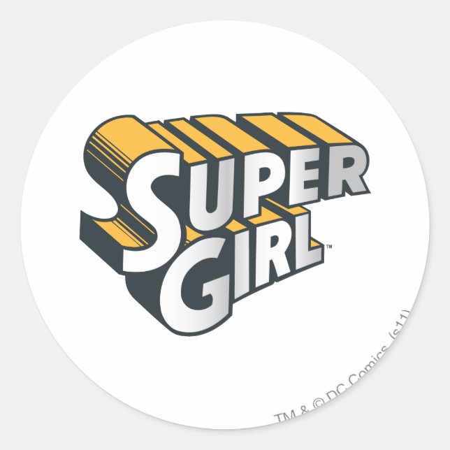 Supergirl Silver und Orange Logo Runder Aufkleber (Vorderseite)