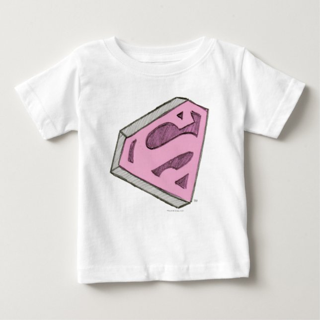Supergirl Sketch Pink Logo Baby T-shirt (Vorderseite)