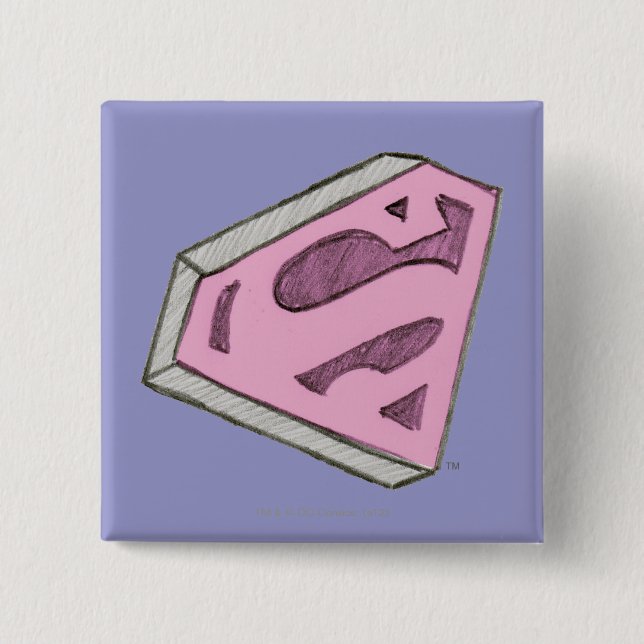 Supergirl Sketch Pink Logo Button (Vorderseite)