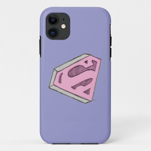 Supergirl Sketch Pink Logo Case-Mate iPhone Hülle (Rückseite)