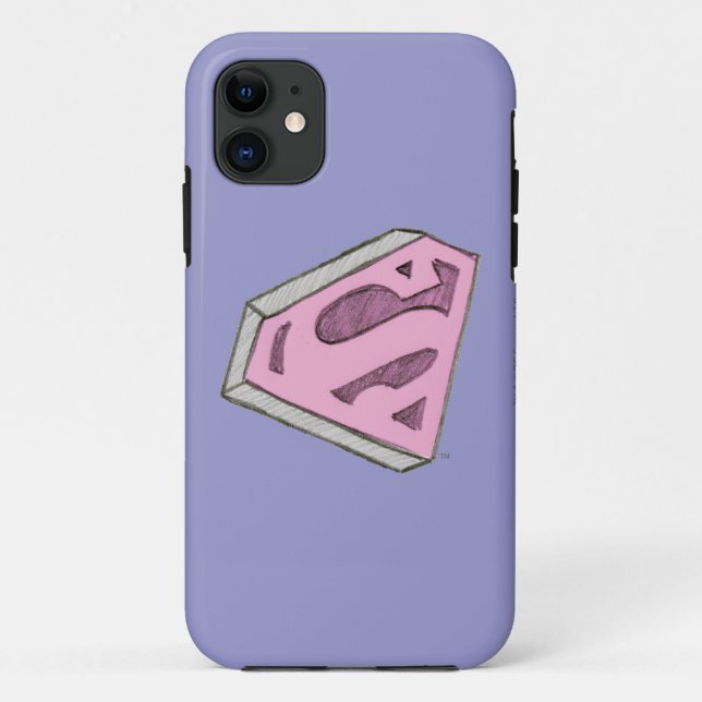 Supergirl Sketch Pink Logo Case-Mate iPhone Hülle (Rückseite)