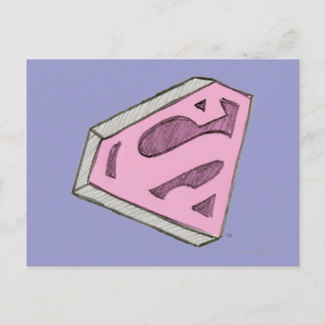 Supergirl Sketch Pink Logo Postkarte (Vorderseite)