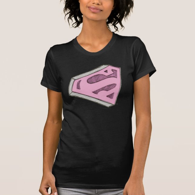 Supergirl Sketch Pink Logo T-Shirt (Vorderseite)