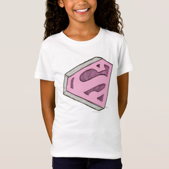 Supergirl Sketch Pink Logo T-Shirt (Vorderseite)