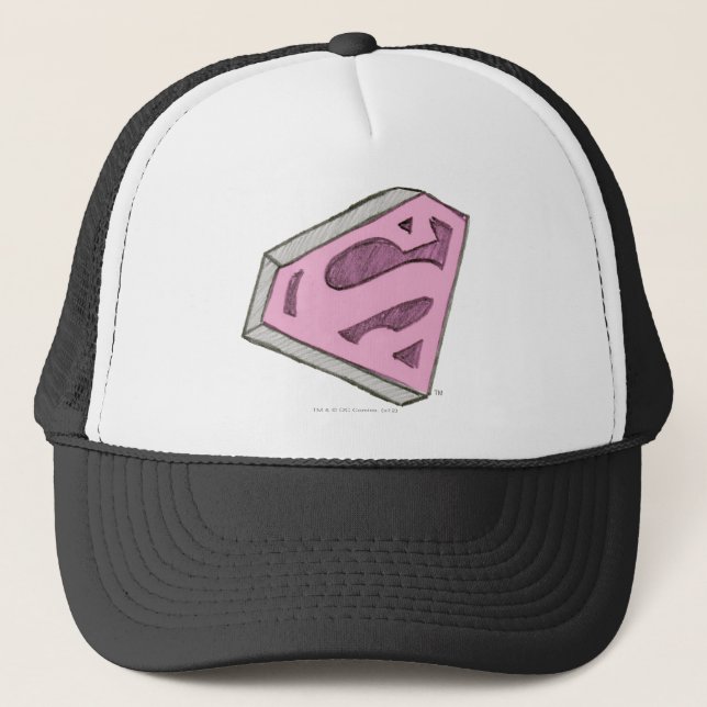Supergirl Sketch Pink Logo Truckerkappe (Vorderseite)