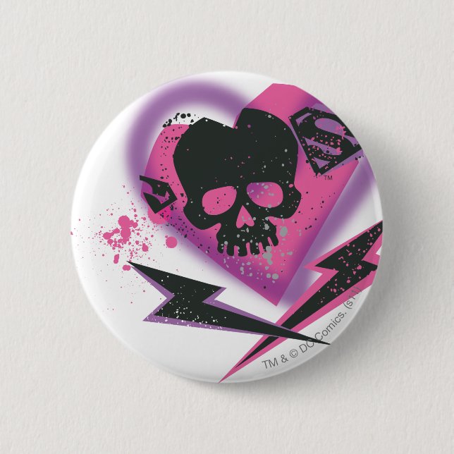 Supergirl Skulls und Blitze Button (Vorderseite)