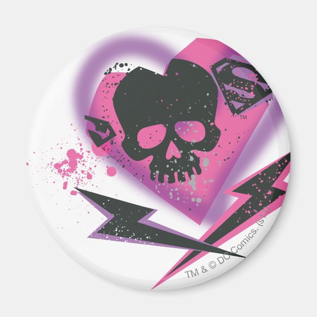 Supergirl Skulls und Blitze Magnet (Vorne)