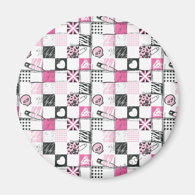 Supergirl Skulls und Buttone Muster Magnet (Vorne)