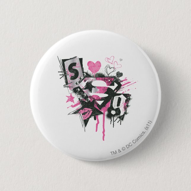 Supergirl Spills and Scribbles Collage Button (Vorderseite)