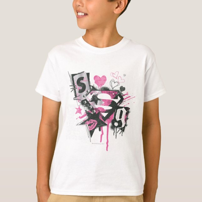 Supergirl Spills and Scribbles Collage T-Shirt (Vorderseite)