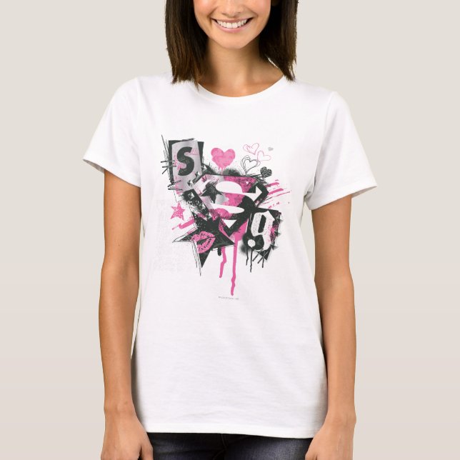 Supergirl Spills and Scribbles Collage T-Shirt (Vorderseite)