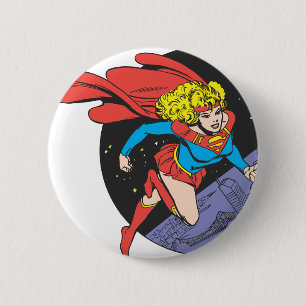 Supergirl springt im Weltraum Button