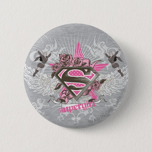 Supergirl Star und Rose Button (Vorderseite)